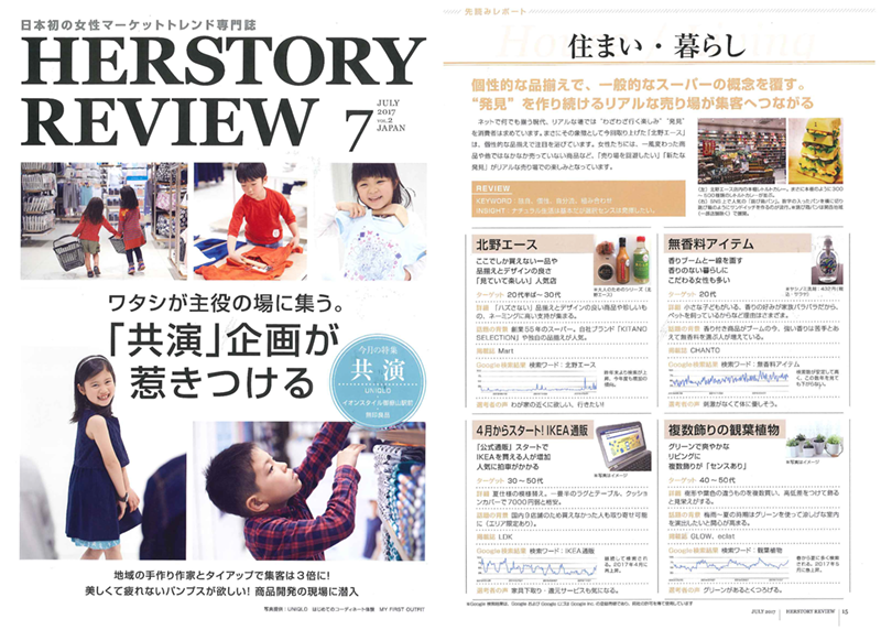 日本初の女性マーケットトレンド専門誌『HER STORY REVIEW 』で取り上げられました！