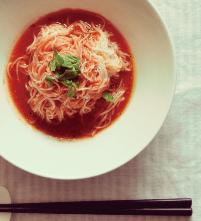 トマトのバジルのそうめん