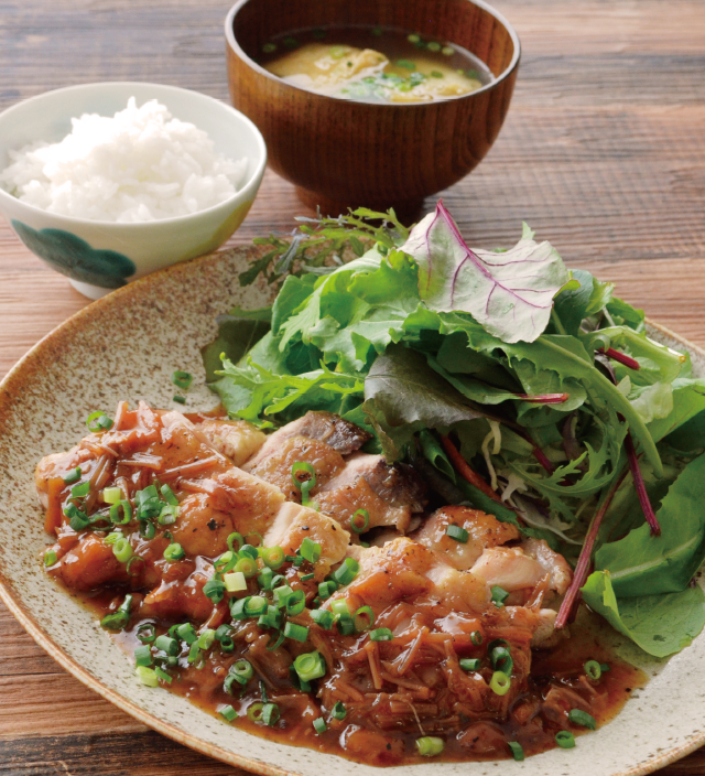 鶏肉と梅なじみの照りだれ焼き